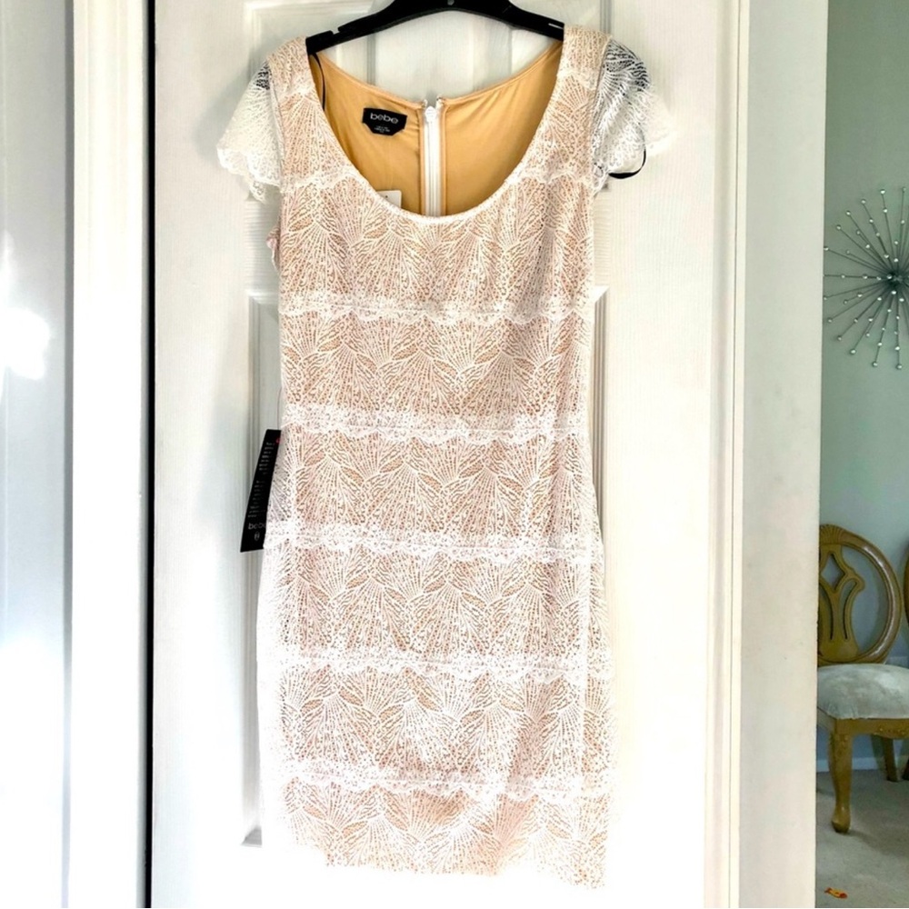 BEBE Carolina banded lace dress